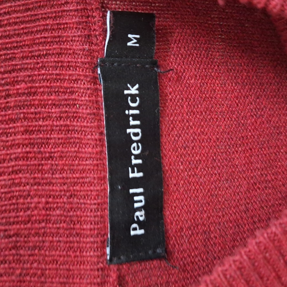 Paul Fredrick Cashmere/Silk Blend Red/Black Heathered Mockneck Sweater. Sz Med. - Picture 8 of 9